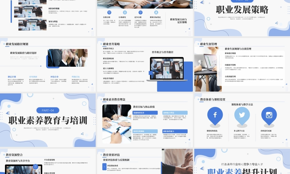 蓝色简约职业素养提升培训 .pptx