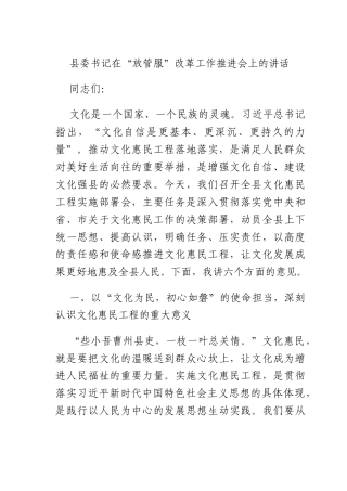 书记在“放管服”改革工作推进会上的讲话.docx