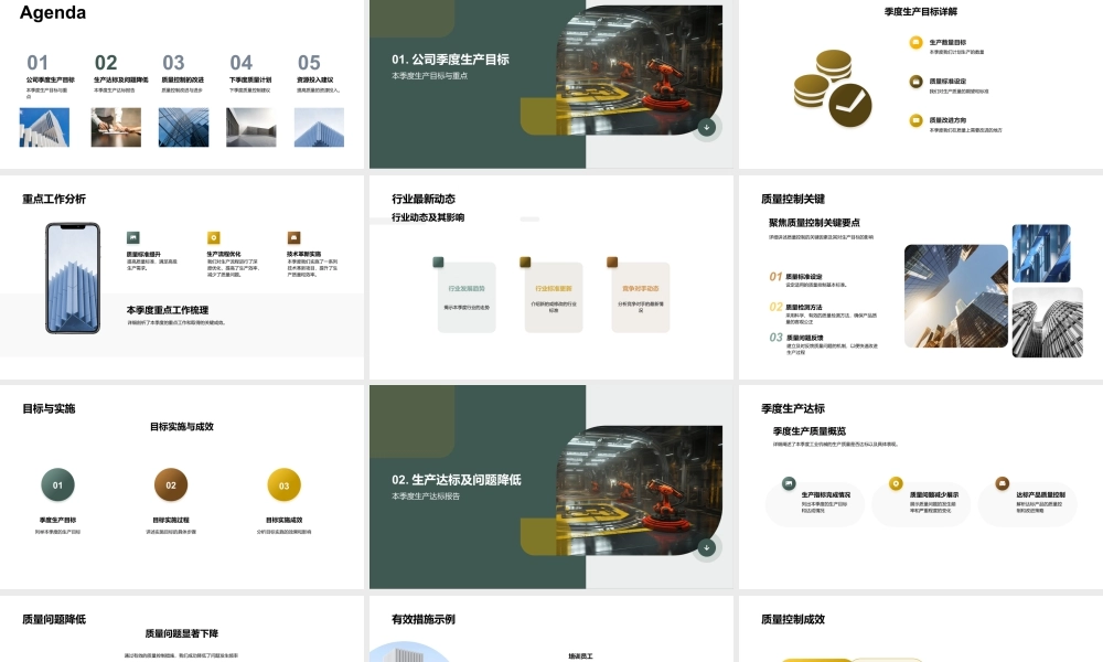 工业机械质量控制季度总结生产目标达标改进措施.pptx