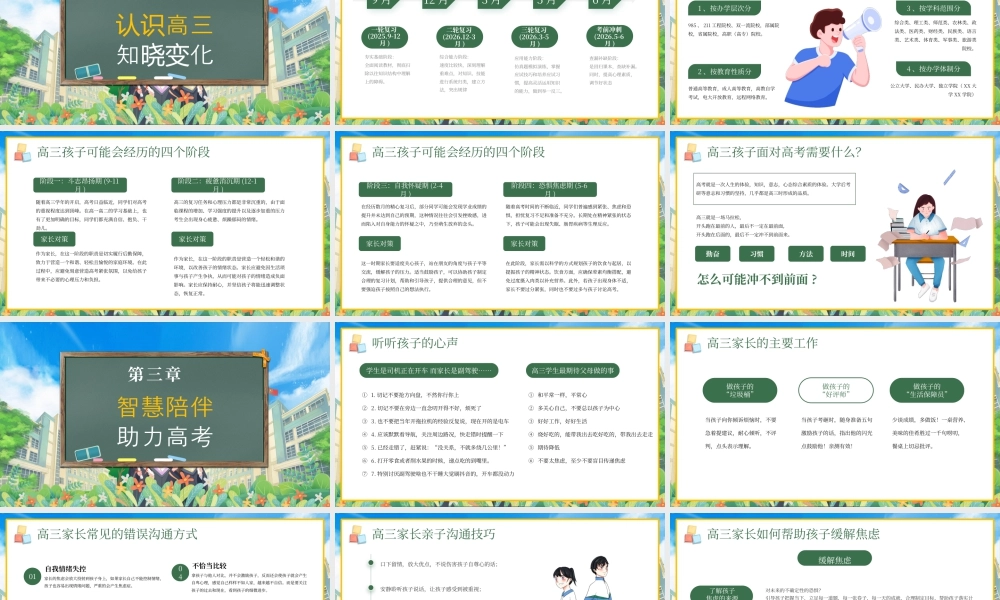绿色卡通高三开学家长会 .pptx
