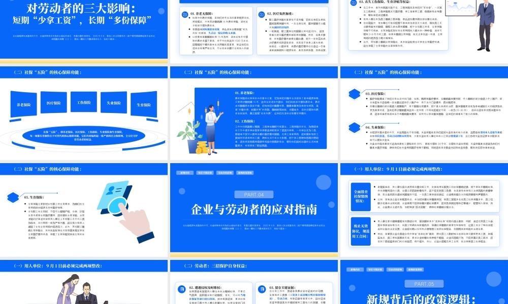 蓝色简约社保政策解读.pptx
