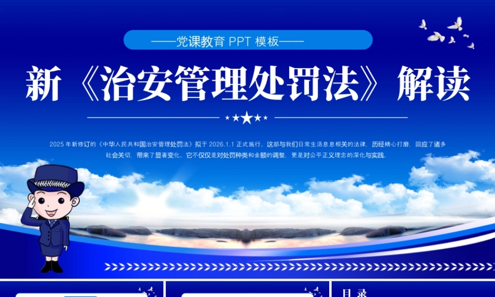 蓝色简约治安管理处罚法解读 .pptx