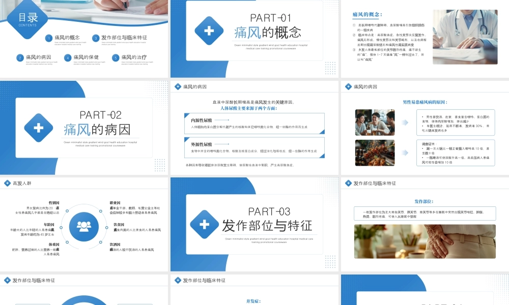 蓝色简约风痛风健康教育医疗培训 .pptx