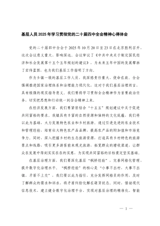 基层人员2025年学习贯彻党的二十届四次全会精神心得体会.docx