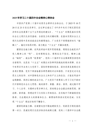 （3篇通用）2025年学习二十届四次全会精神心得体会.docx