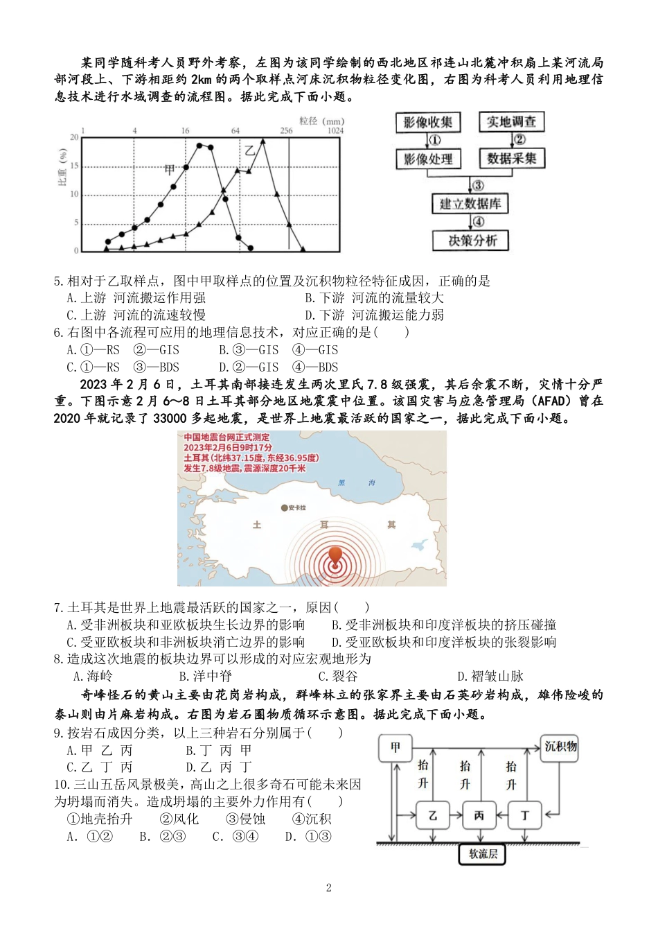 2023学年第一学期温州十校联合体高二年级期中联考 地理.pdf_第2页
