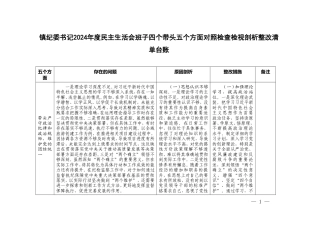 推荐 镇纪委书记2024-2025年度民主生活会班子四个带头五个方面对照检查检视剖析整改清单台账.doc