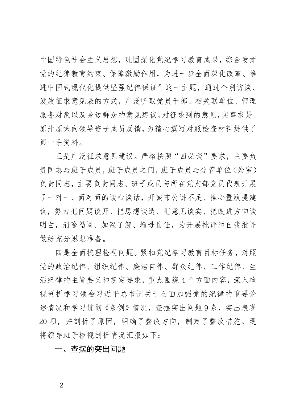 （班子）2025年领导班子民主生活会对照检查材料（含反面典型案例剖析方面）.pdf_第2页