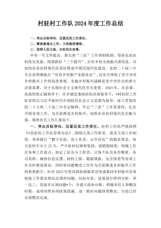 村驻村工作队（2024年）度工作总结.docx