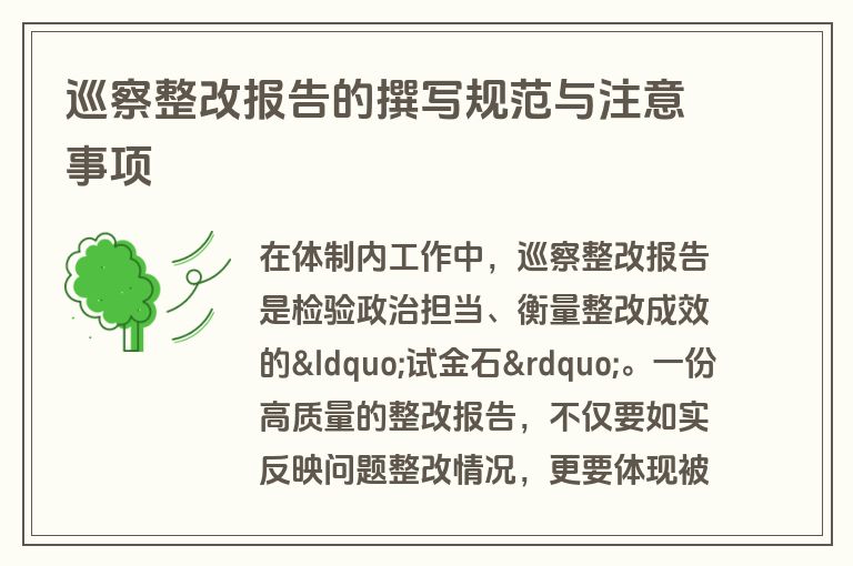 巡察整改报告的撰写规范与注意事项