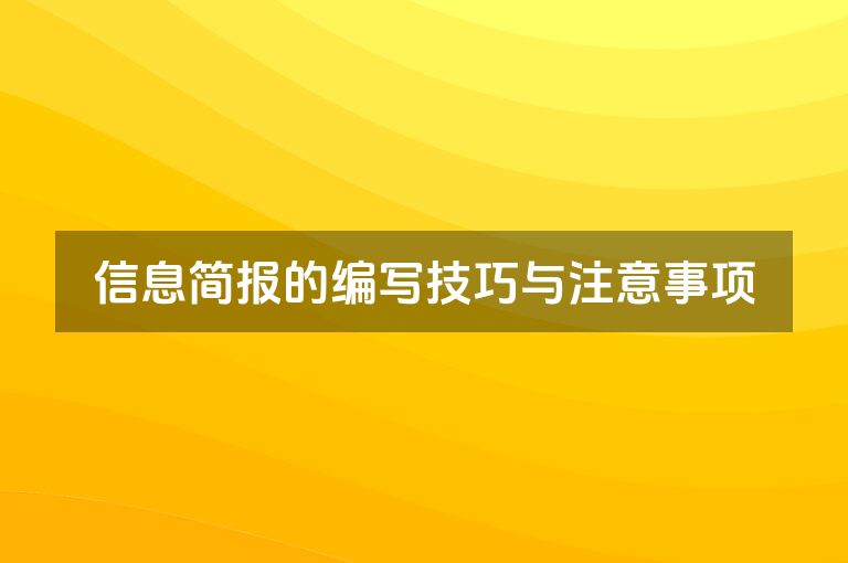 信息简报的编写技巧与注意事项