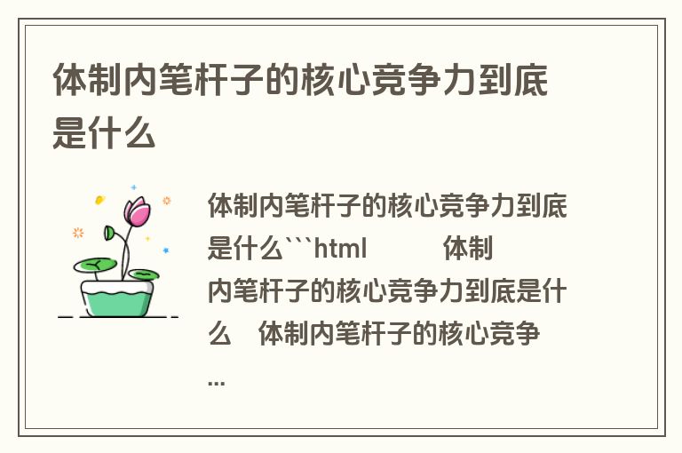 体制内笔杆子的核心竞争力到底是什么