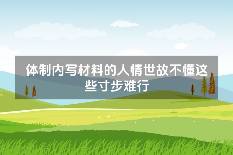 体制内写材料的人情世故不懂这些寸步难行