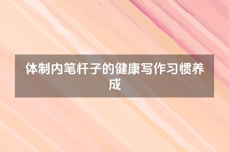 体制内笔杆子的健康写作习惯养成