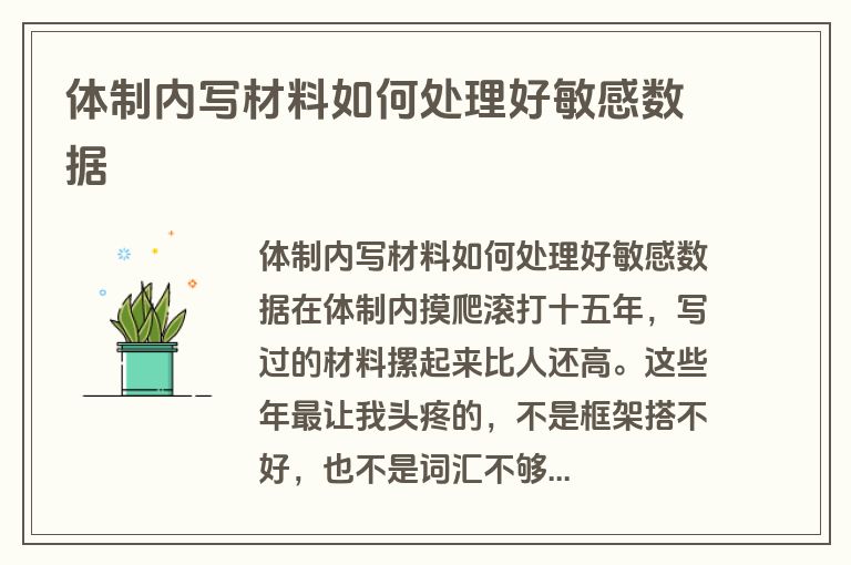 体制内写材料如何处理好敏感数据
