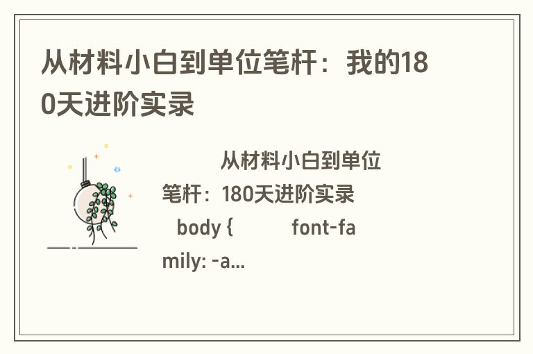 从材料小白到单位笔杆：我的180天进阶实录