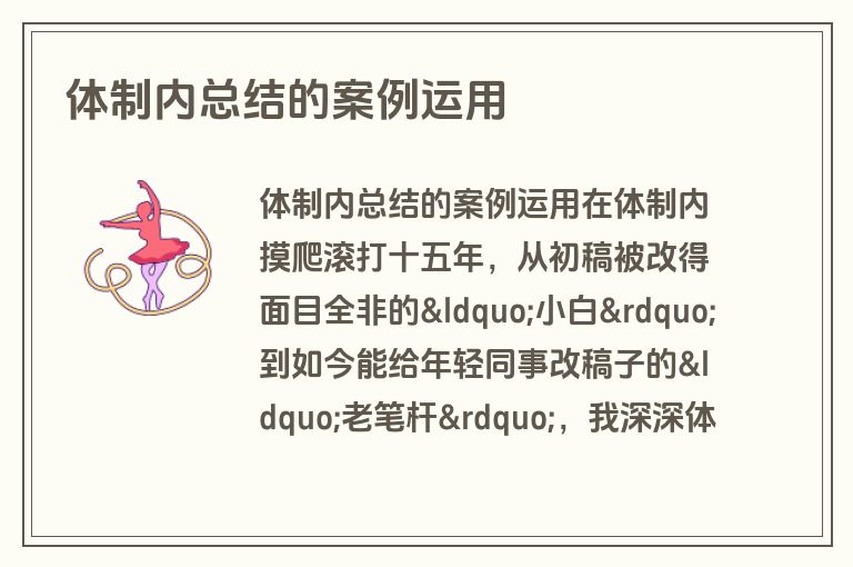 体制内总结的案例运用