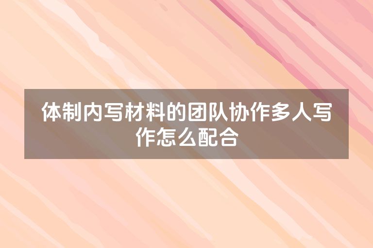 体制内写材料的团队协作多人写作怎么配合 体制内写材料的团队协作多人写作怎么配合