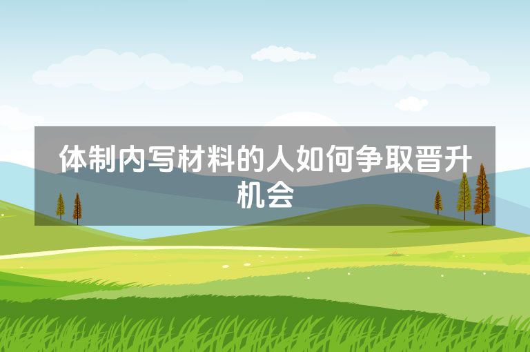 体制内写材料的人如何争取晋升机会